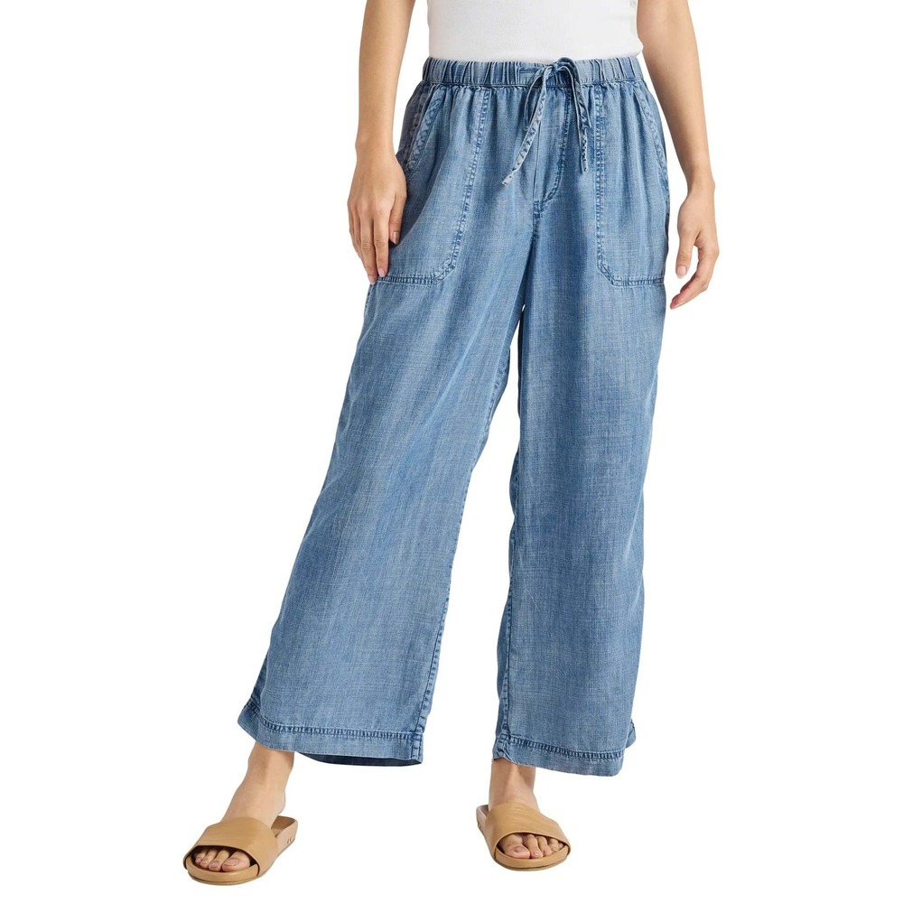 On‎ 34th Elastic Drawstring Waist Wide Leg Pants Size Medium Patch Pockets!